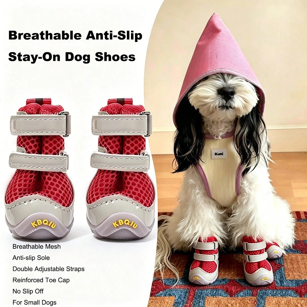 Non-Slip Dog Shoes with Hook & Loop – Outdoor Mesh Pet Boots