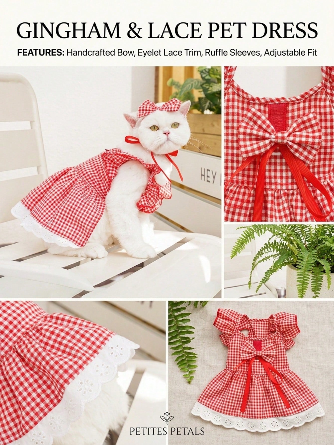 Elegant Pet Dress with Detachable Bow for Cats & Small Dogs