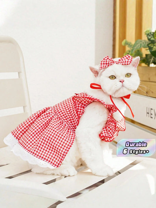Elegant Pet Dress with Detachable Bow for Cats & Small Dogs