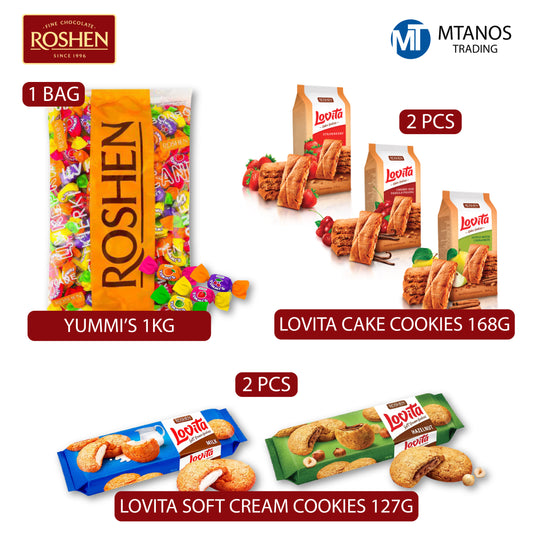 ROSHEN Yummi's 1Kg + Lovita Cake Cookies 168g + Lovita Cookies 127g Offer