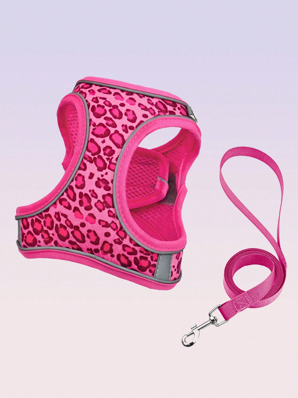 Leopard Print Cat & Dog Harness & Leash Set – Reflective Mesh