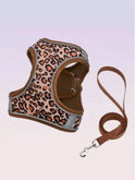 Leopard Print Cat & Dog Harness & Leash Set – Reflective Mesh