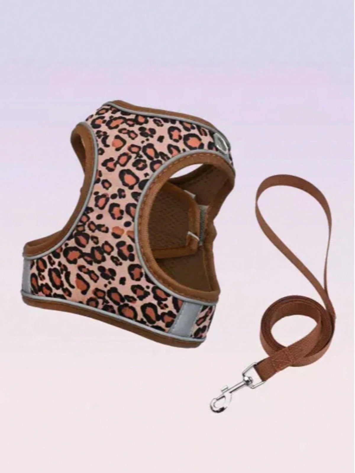 Leopard Print Cat & Dog Harness & Leash Set – Reflective Mesh