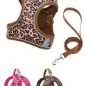 Leopard Print Cat & Dog Harness & Leash Set – Reflective Mesh