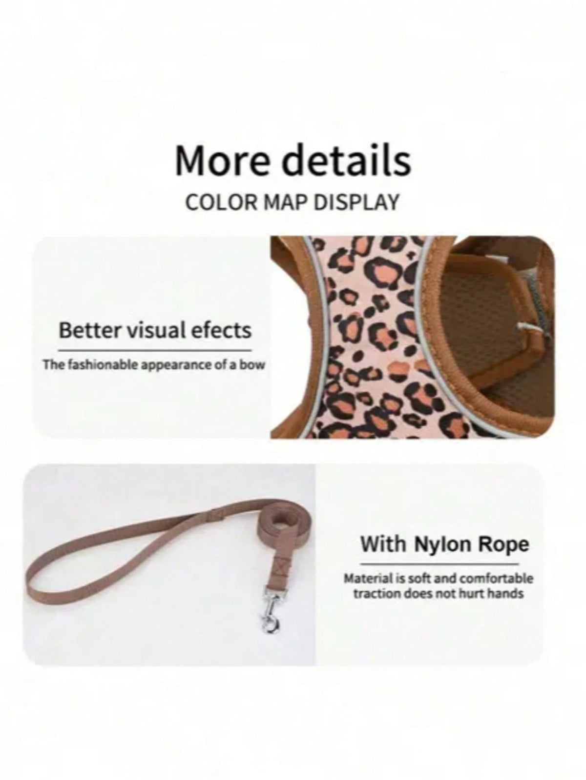 Leopard Print Cat & Dog Harness & Leash Set – Reflective Mesh