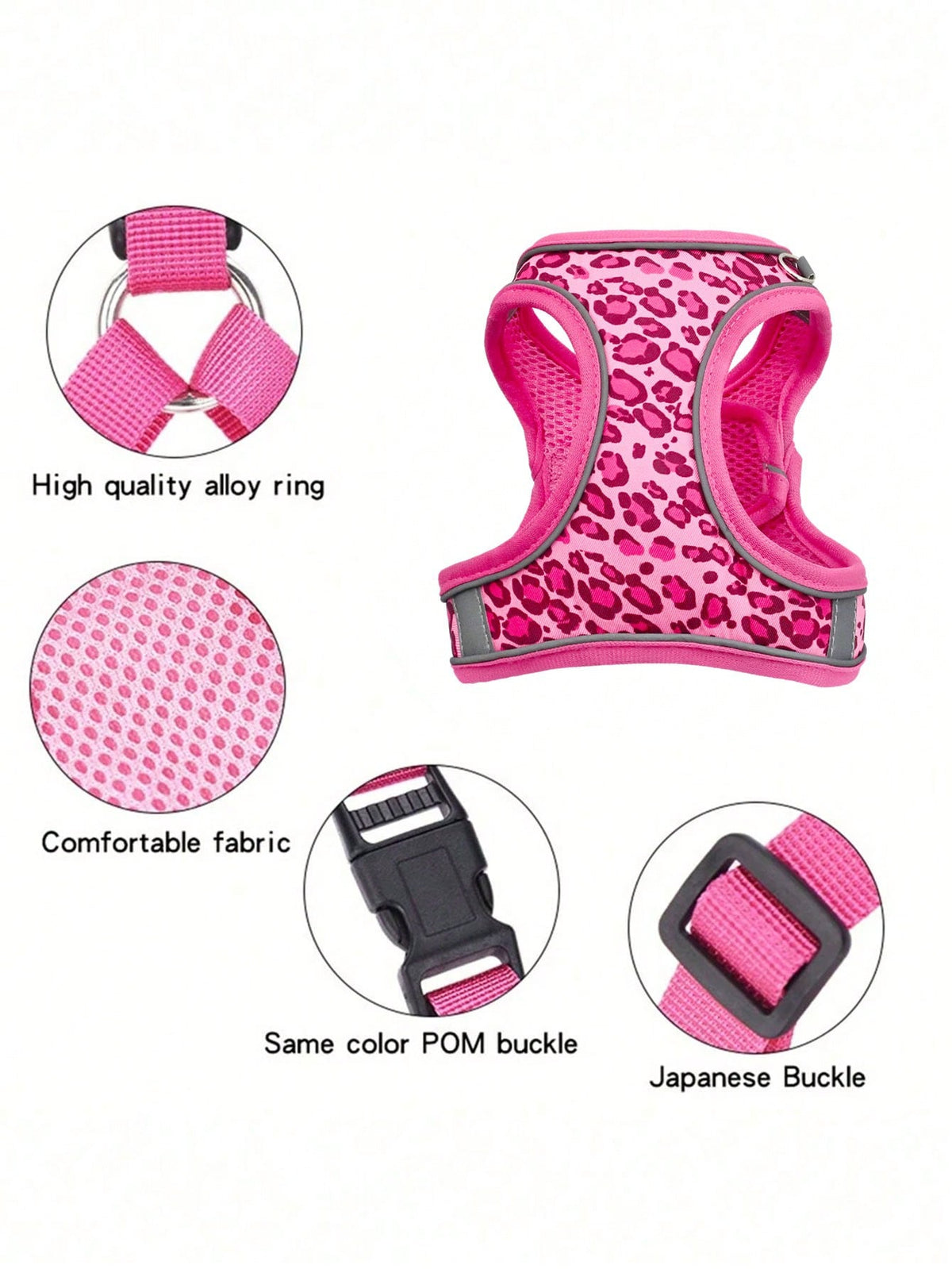 Leopard Print Cat & Dog Harness & Leash Set – Reflective Mesh