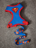 Superman Adjustable Pet Collar & Leash for Cats & Small Dogs