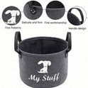 Grey Pet Toy Storage Basket with Handle | Dog Toy Organizer