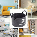 Grey Pet Toy Storage Basket with Handle | Dog Toy Organizer