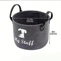 Grey Pet Toy Storage Basket with Handle | Dog Toy Organizer