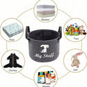 Grey Pet Toy Storage Basket with Handle | Dog Toy Organizer