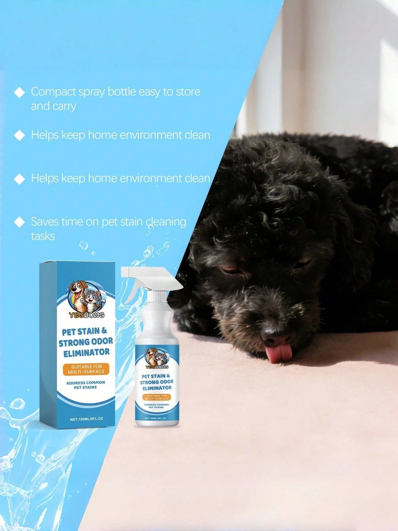 Pet Stain & Odor Remover Spray | Multi-Surface Cleaner (100ml)