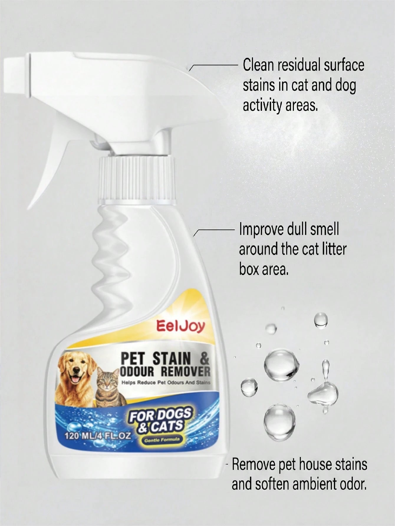 Pet Stain & Odor Remover Spray – Cat & Dog Urine Cleaner (120ml)