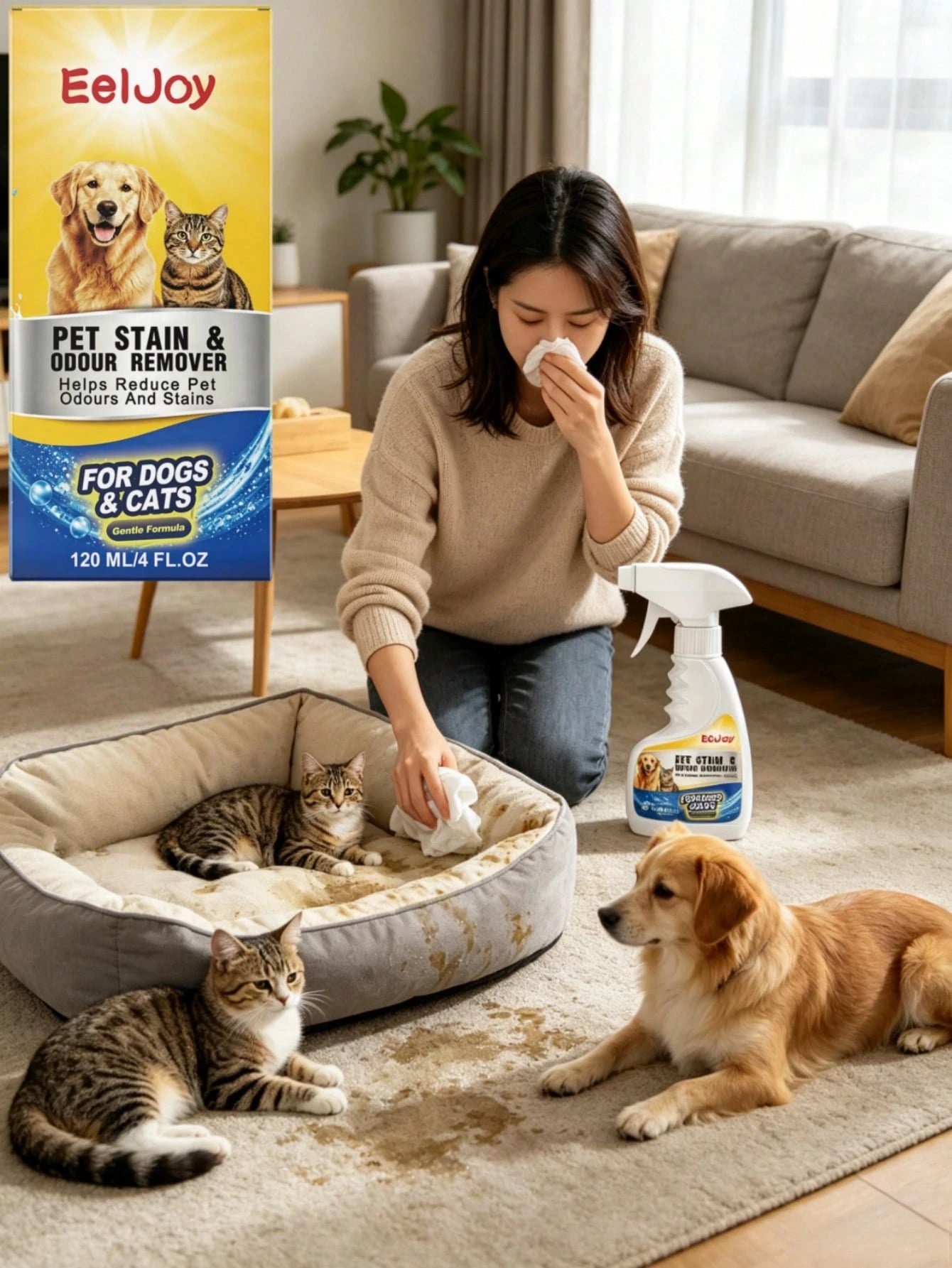 Pet Stain & Odor Remover Spray – Cat & Dog Urine Cleaner (120ml)