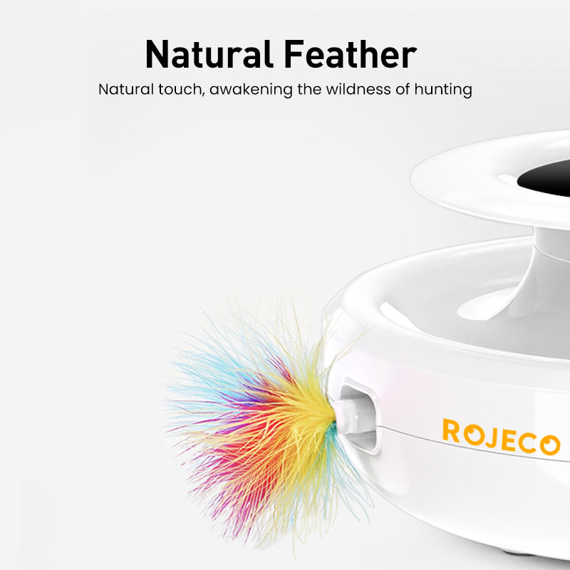 ROJECO 2-in-1 Automatic Cat Toy – Interactive Feather & Rolling Ball