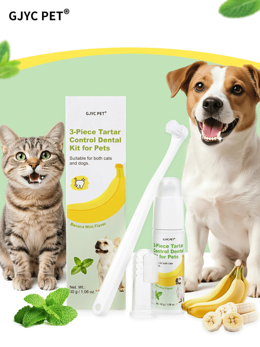Dog Teeth Cleaning Kit – Banana Mint Toothpaste, Toothbrush & Finger Brush