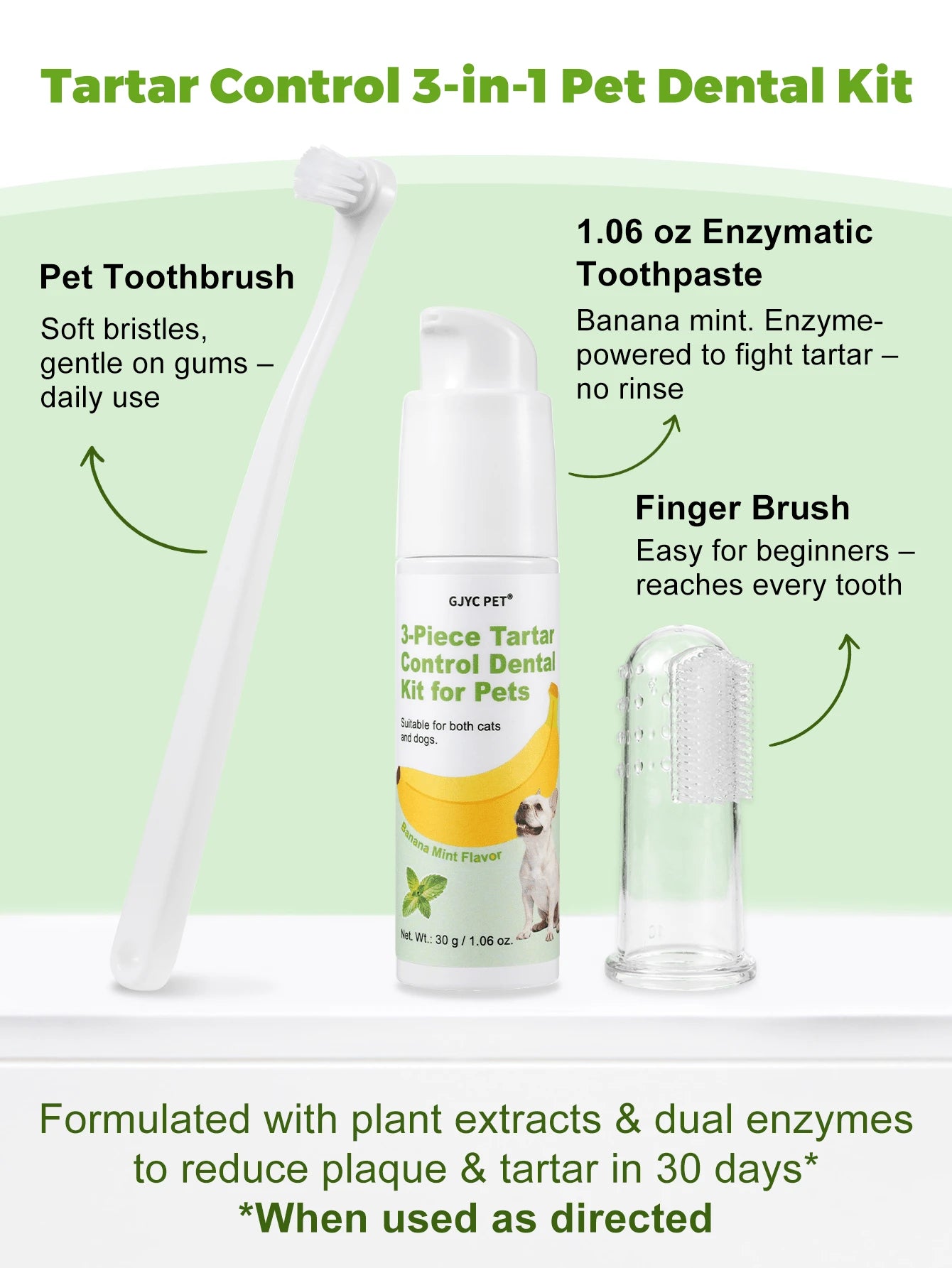 Dog Teeth Cleaning Kit – Banana Mint Toothpaste, Toothbrush & Finger Brush
