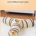 Foldable Cat Tunnel Toy | Detachable Interactive Play Tunnel & Cozy Cat Bed