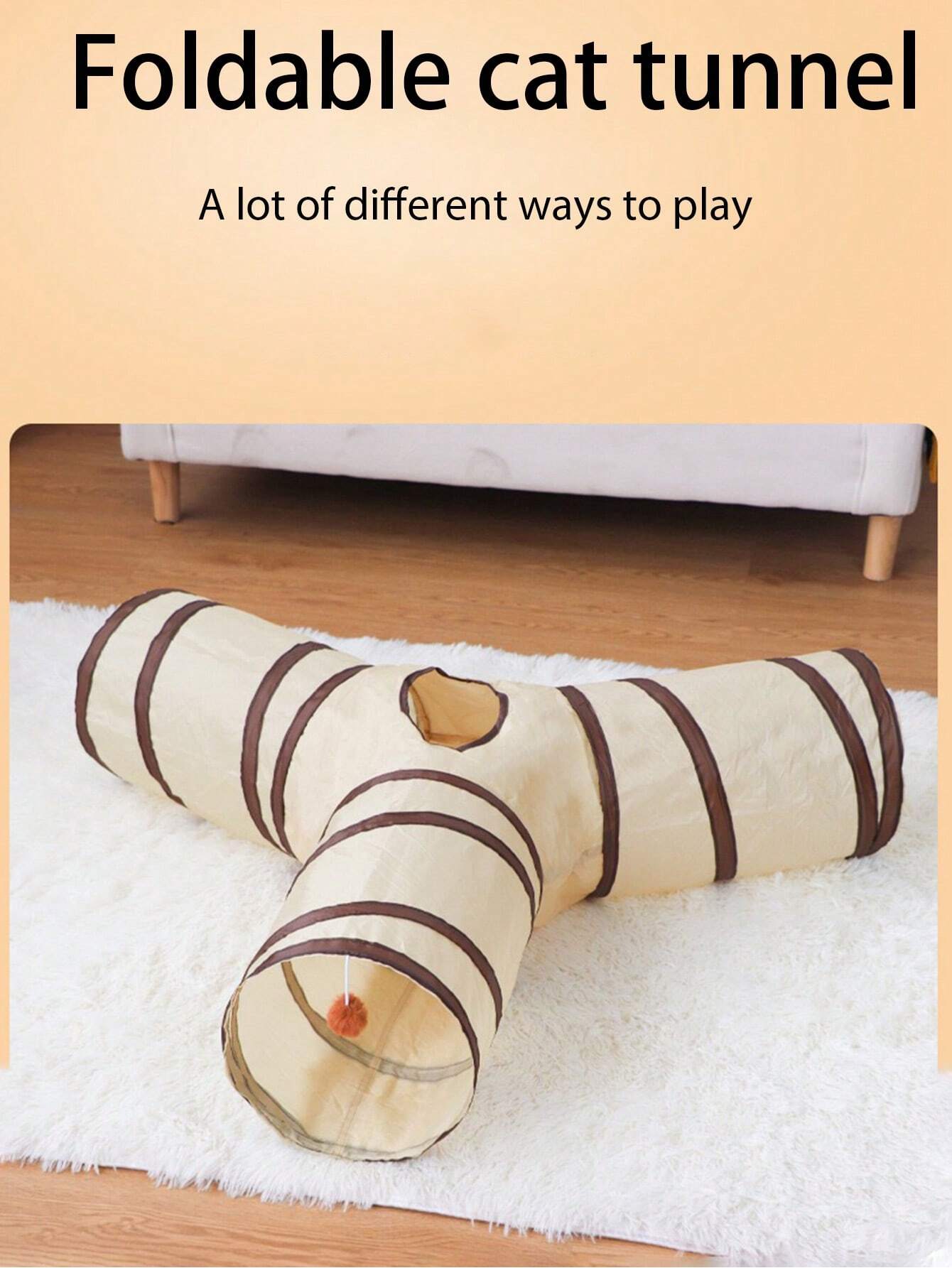 Foldable Cat Tunnel Toy | Detachable Interactive Play Tunnel & Cozy Cat Bed