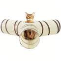 Foldable Cat Tunnel Toy | Detachable Interactive Play Tunnel & Cozy Cat Bed
