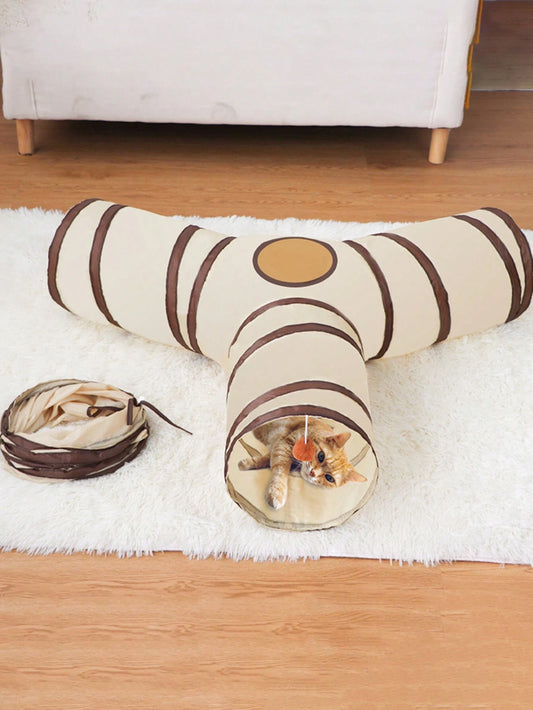 Foldable Cat Tunnel Toy | Detachable Interactive Play Tunnel & Cozy Cat Bed