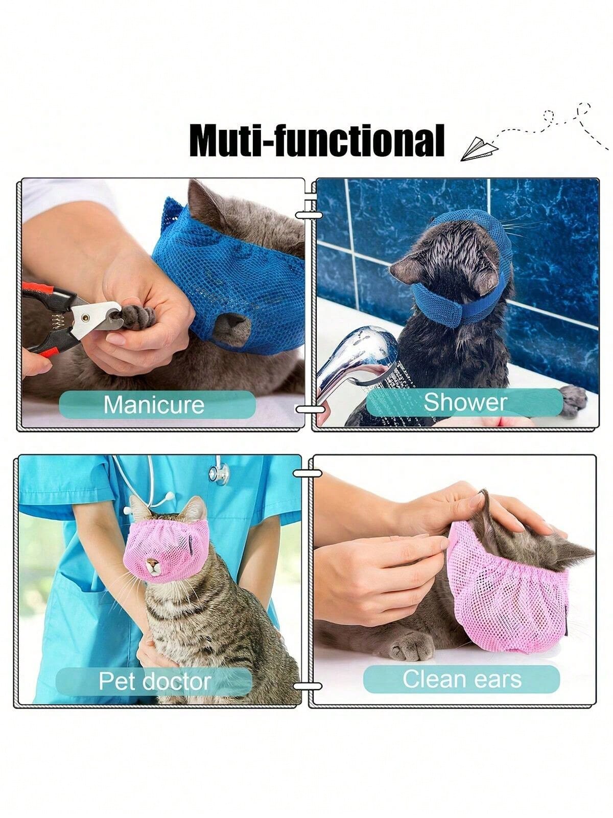 Cat Breathable Mask – Anti‑Scratch, Anti‑Bite, Adjustable Grooming & Bathing Muzzle