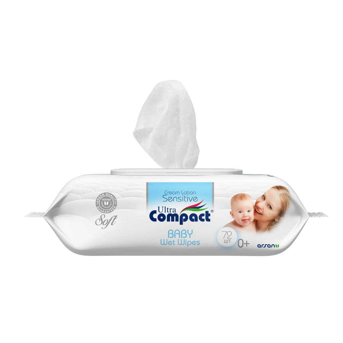 Ultra Compact Baby Sensitive Wet Wipes with Cream Lotion (72 pieces per box)
