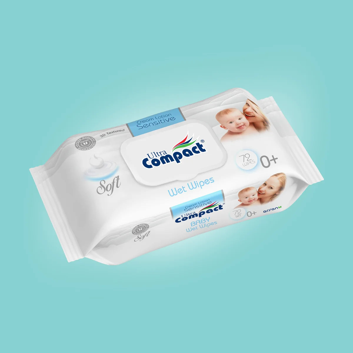 Ultra Compact Baby Sensitive Wet Wipes with Cream Lotion (72 pieces per box)
