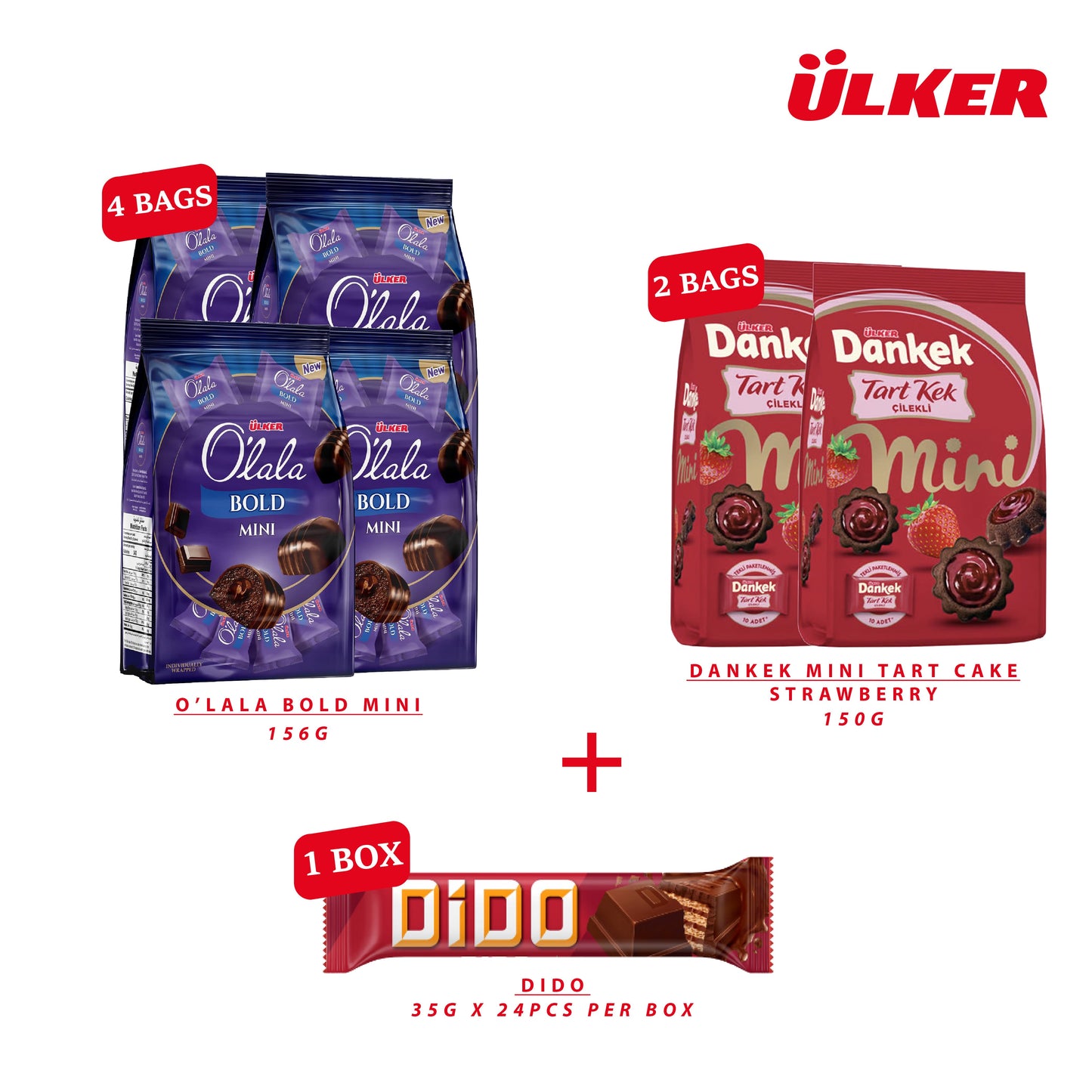 ULKER Bundle Offer:  O'lala Bold Mini + Dankek Mini Tart Cake +  Dido