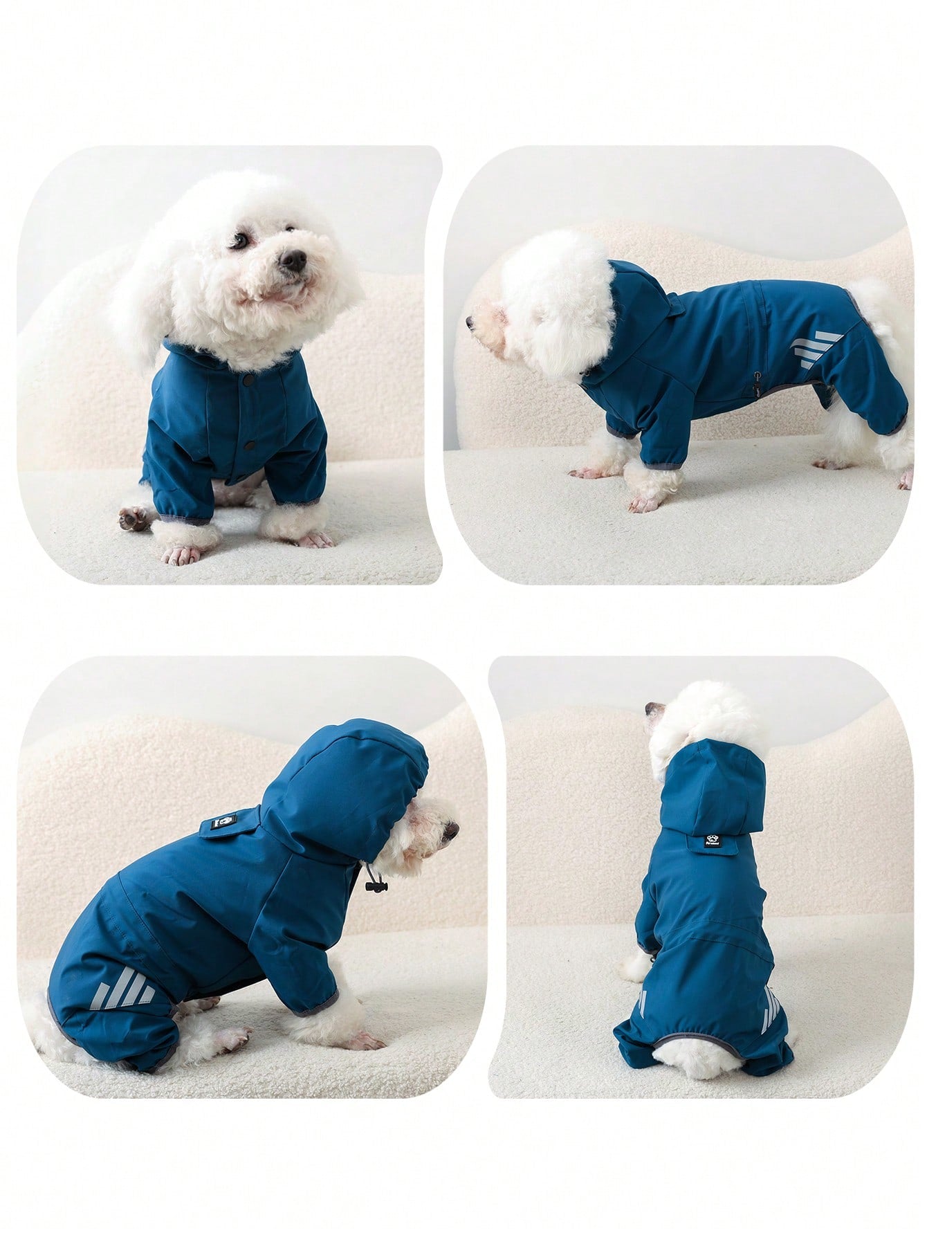 Dog Raincoat – Waterproof Hooded Pet Rainwear with Reflective Strips & Adjustable Leash Hole