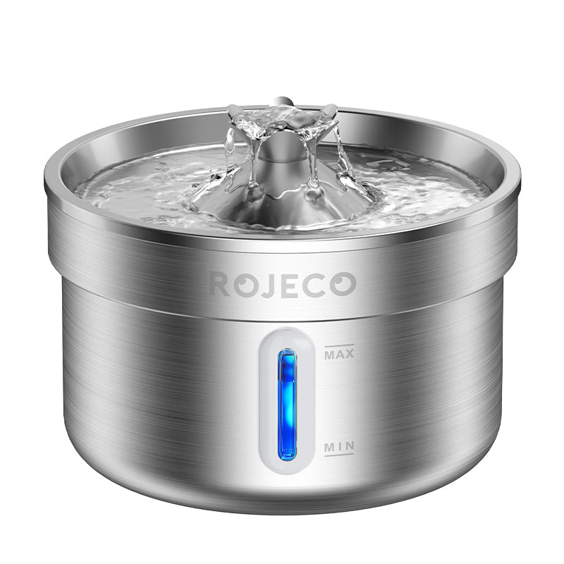 ROJECO 2L Stainless Steel Pet Water Fountain | Quiet & Filtered