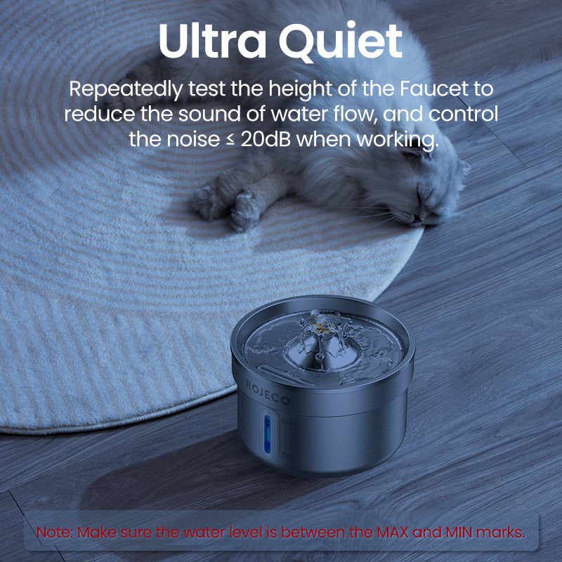 ROJECO 2L Stainless Steel Pet Water Fountain | Quiet & Filtered