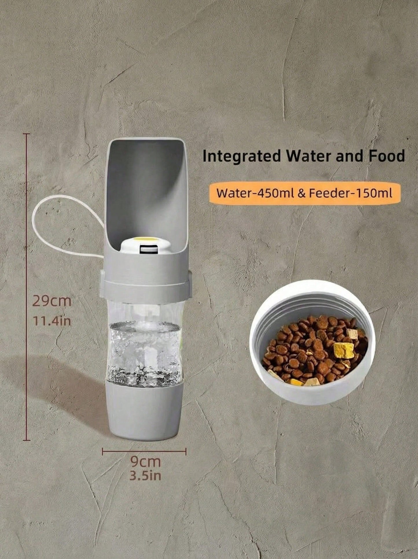 Portable Pet Water Bottle with Food Container | Travel Dog & Cat Bottle