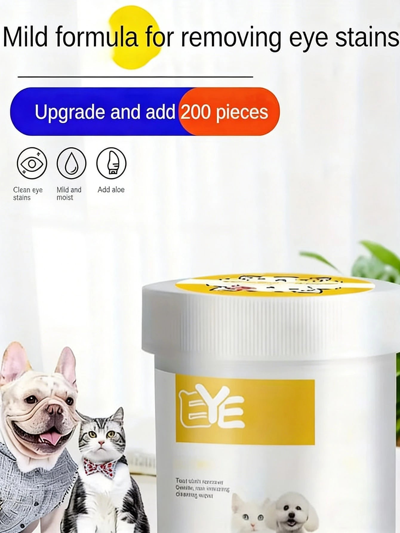 200pcs Pet Eye Cleaning Wipes | Tear Stain Remover for Pets