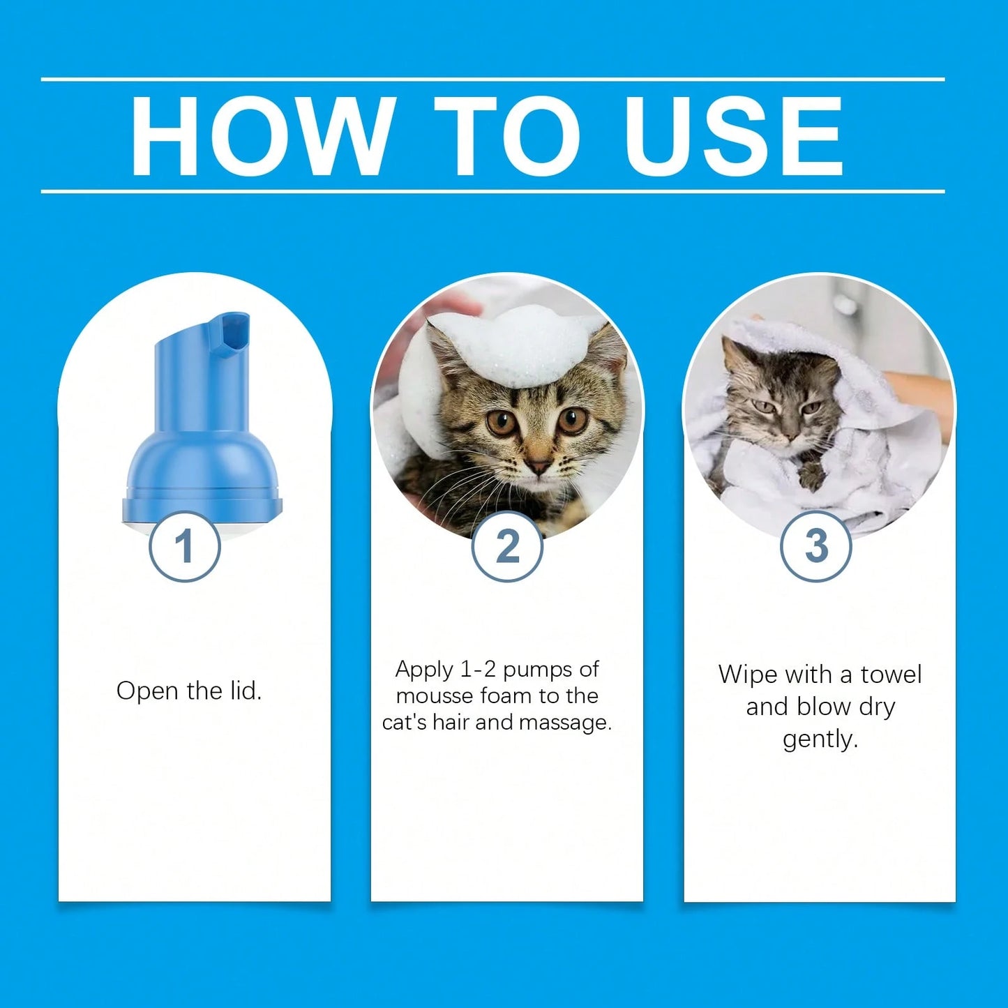 Waterless Cat Cleaning Mousse | Gentle No-Rinse Foam Cleanser