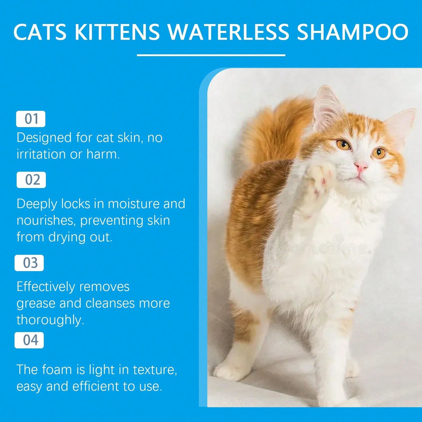 Waterless Cat Cleaning Mousse | Gentle No-Rinse Foam Cleanser