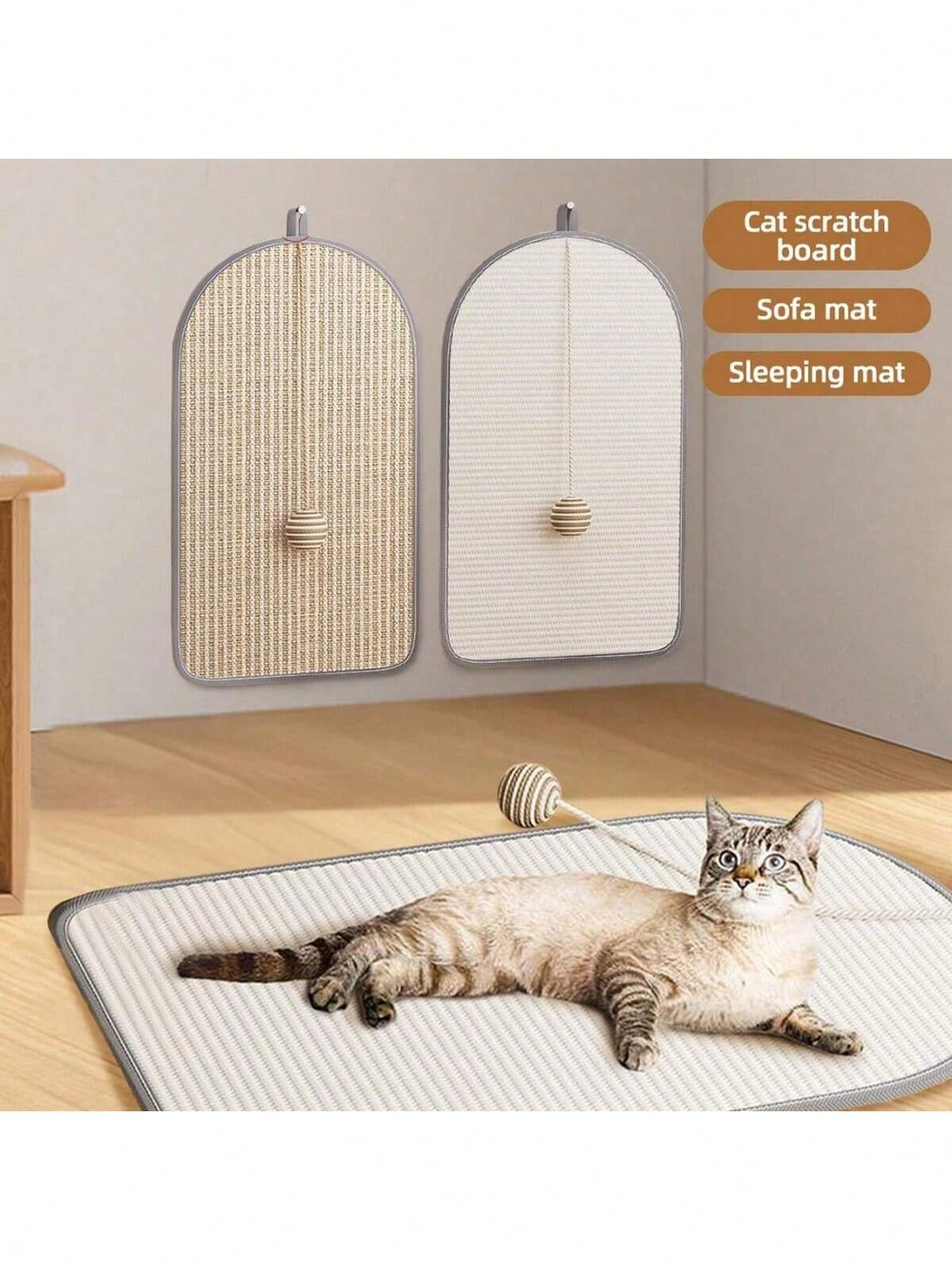 Wall-Mounted Sisal Cat Scratcher Board | Vertical Scratch Pad for Cats