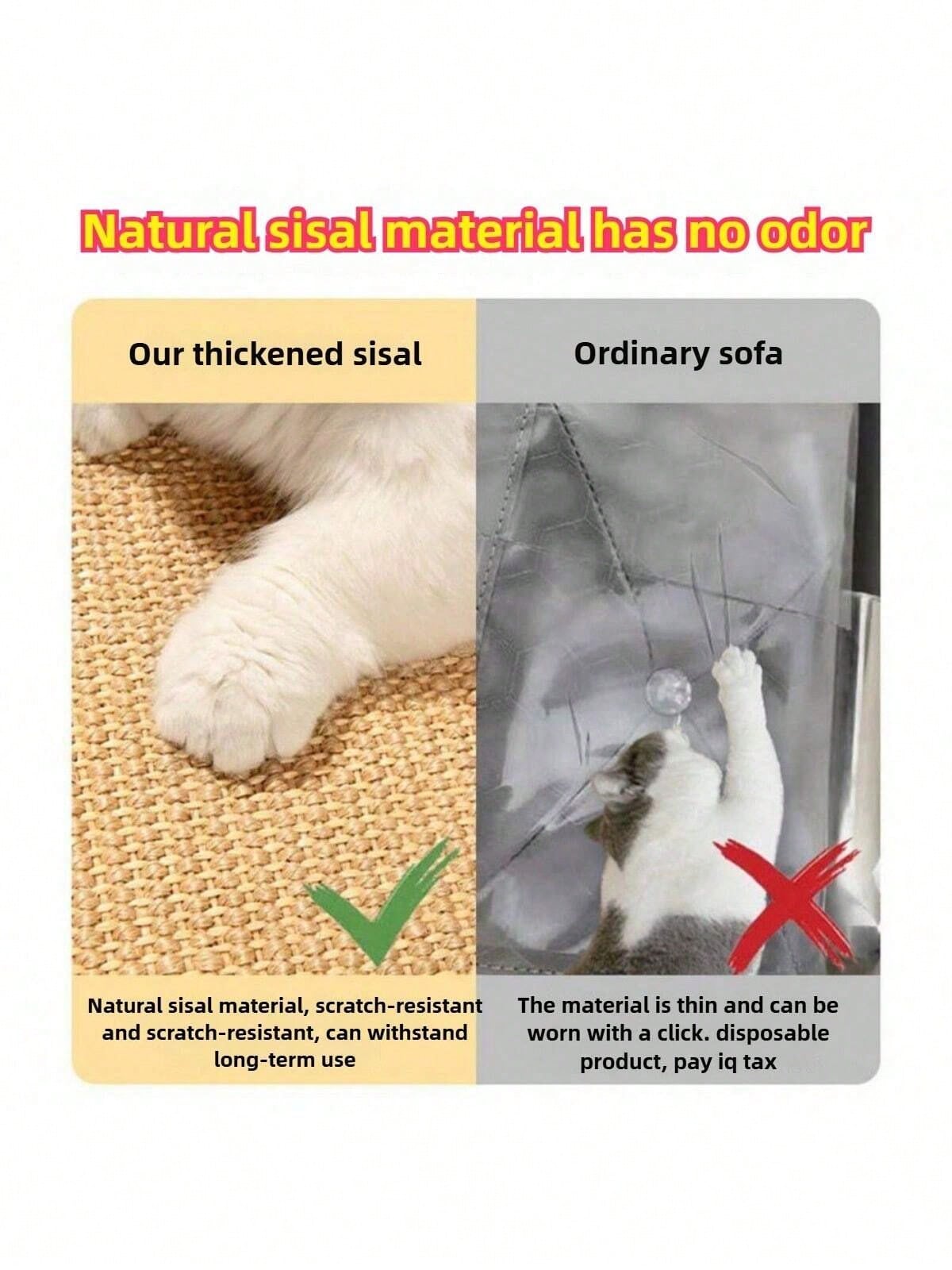Wall-Mounted Sisal Cat Scratcher Board | Vertical Scratch Pad for Cats