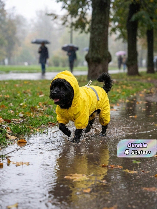 Reflective Waterproof Dog Raincoat | Lightweight 4-Leg Rain Suit