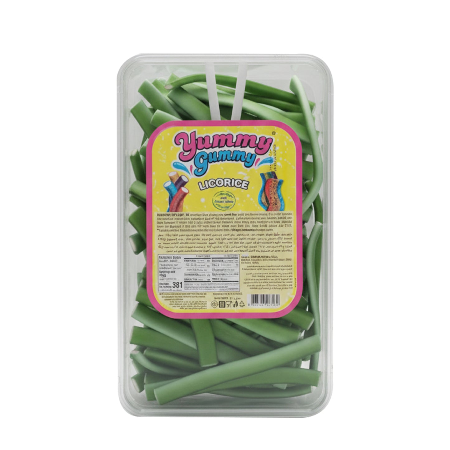Yummy Gummy Soft Filled Green Licorice belts (1kg)