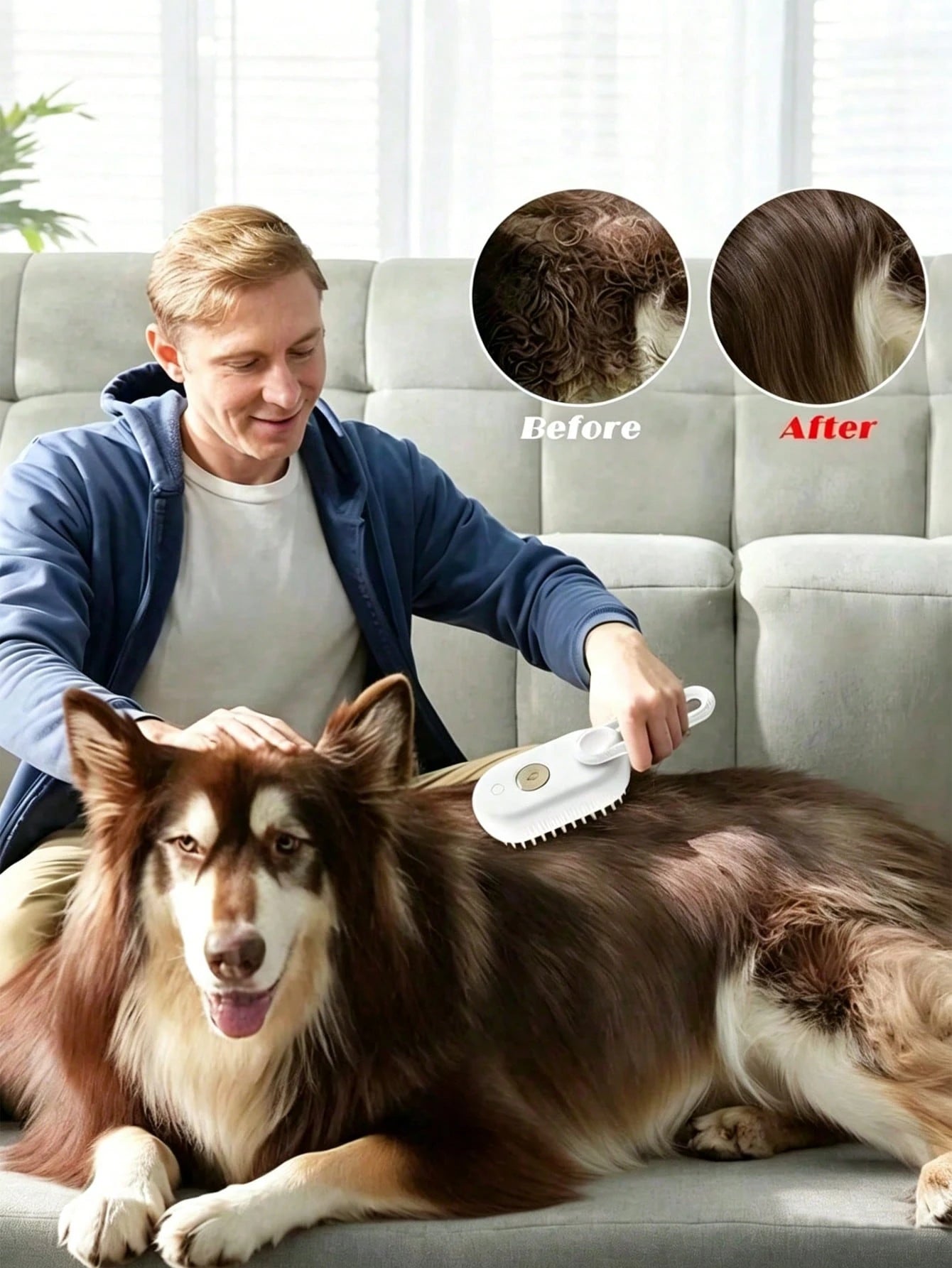 USB Rechargeable Pet Steam Massage Brush for Dogs & Cats
