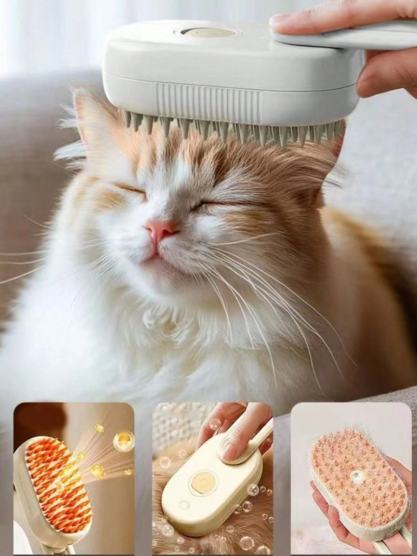 USB Rechargeable Pet Steam Massage Brush for Dogs & Cats
