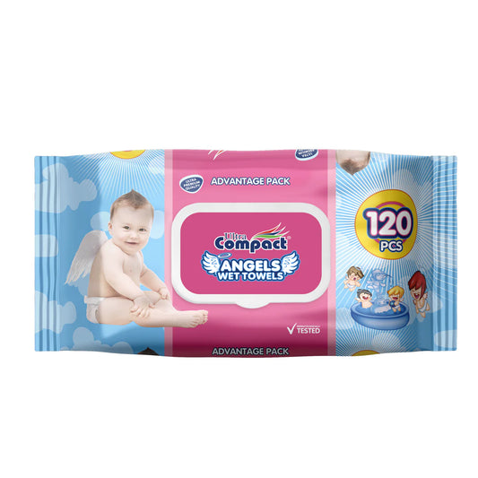 Ultra Compact Angels Baby Wet Wipes Alcohol Free - 120 Sheets