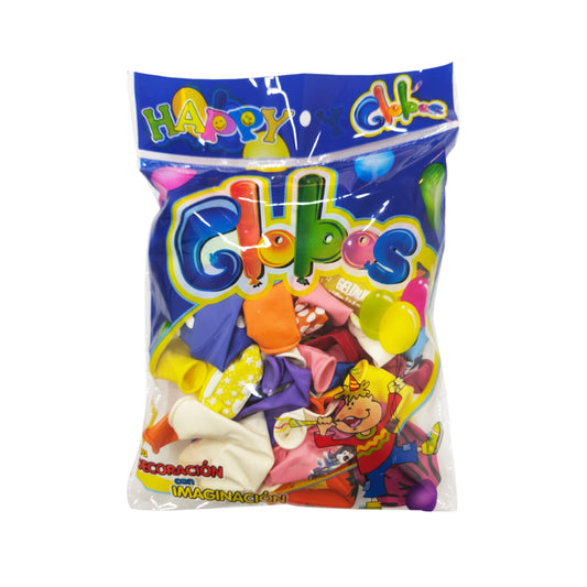 Happy Globos Assorted Party Balloons - Multicolored & Printed Latex Pack