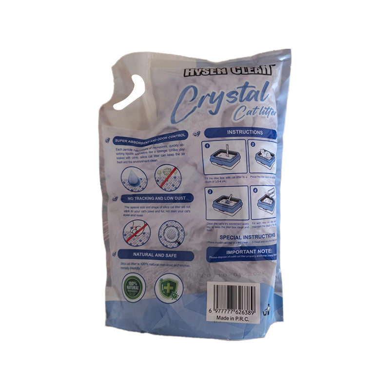 Hysen Clean Crystal Cat Litter 3.8L | Silica Gel Odor Control