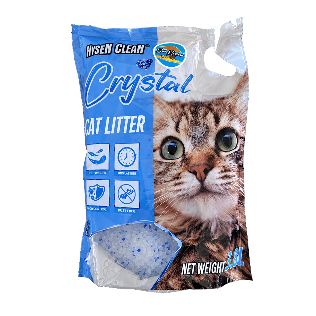 Hysen Clean Crystal Cat Litter 3.8L | Silica Gel Odor Control