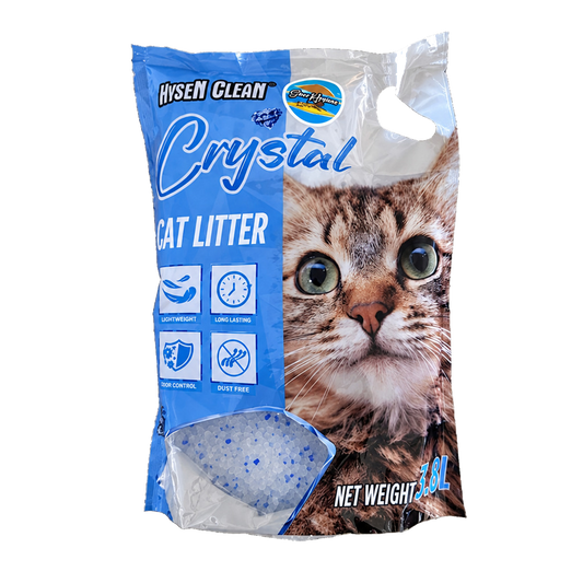 Hysen Clean Crystal Cat Litter 3.8L | Silica Gel Odor Control