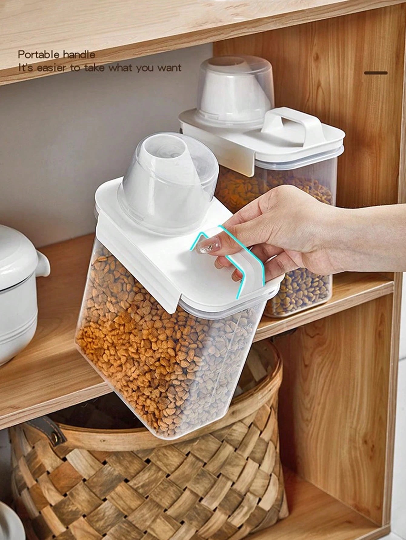 Pet Food Storage Container - Large Capacity with Measuring Lid & Carry Handle