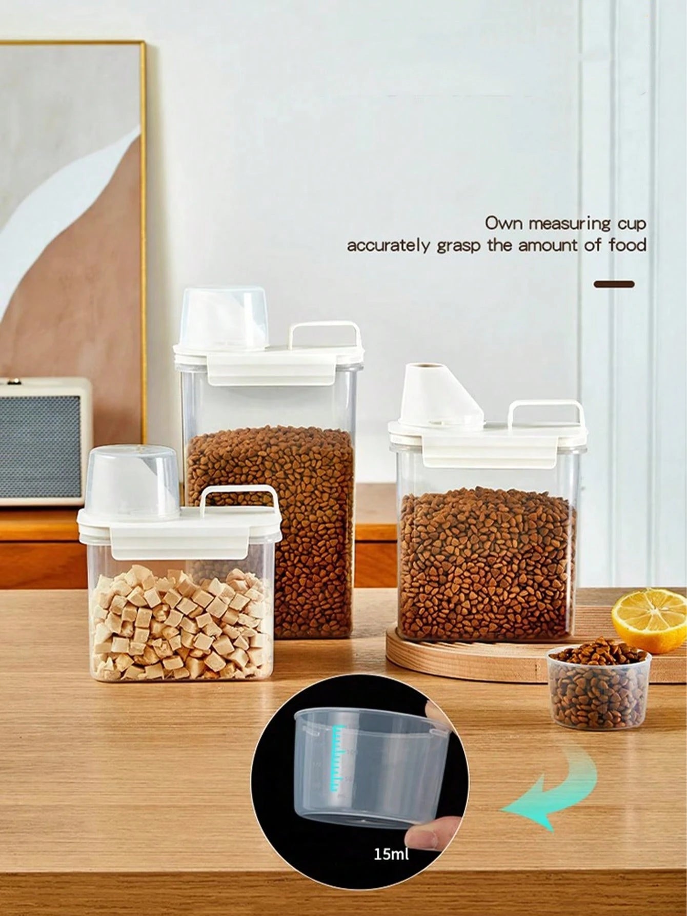 Pet Food Storage Container - Large Capacity with Measuring Lid & Carry Handle