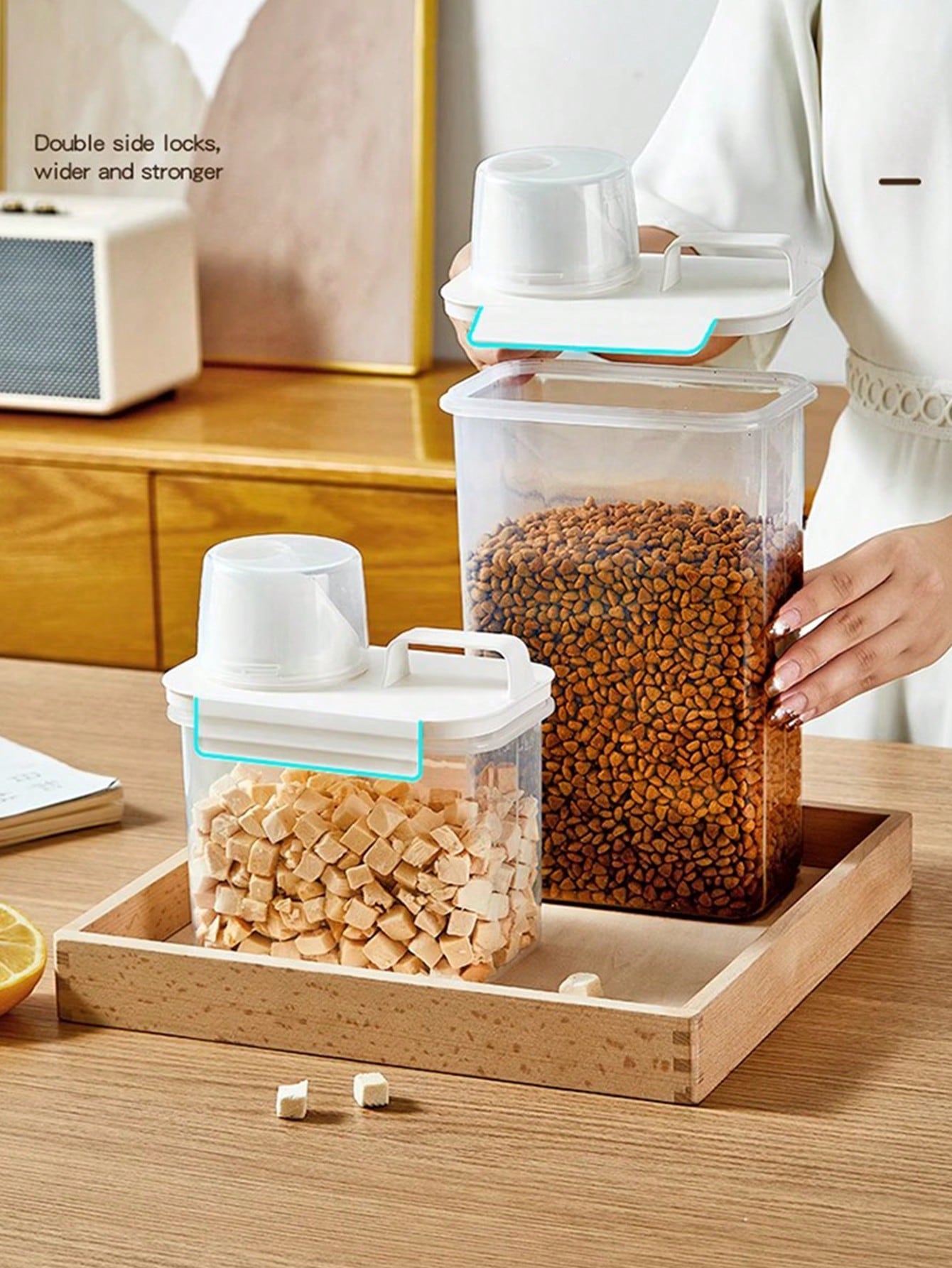 Pet Food Storage Container - Large Capacity with Measuring Lid & Carry Handle